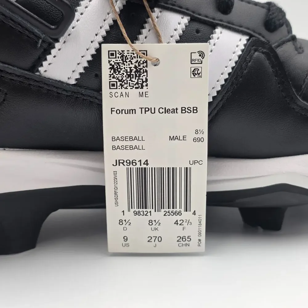 adidas Forum TPU Men's Size 9 Baseball Cleats JR9614 Black White New